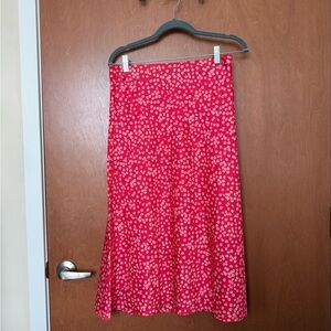 LOFT Pink Floral Midi Skirt M